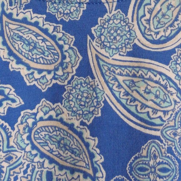 Kim Rogers Women's Crew Neck Long Sleeve Top Blue & White Paisley Large - Picture 6 of 6